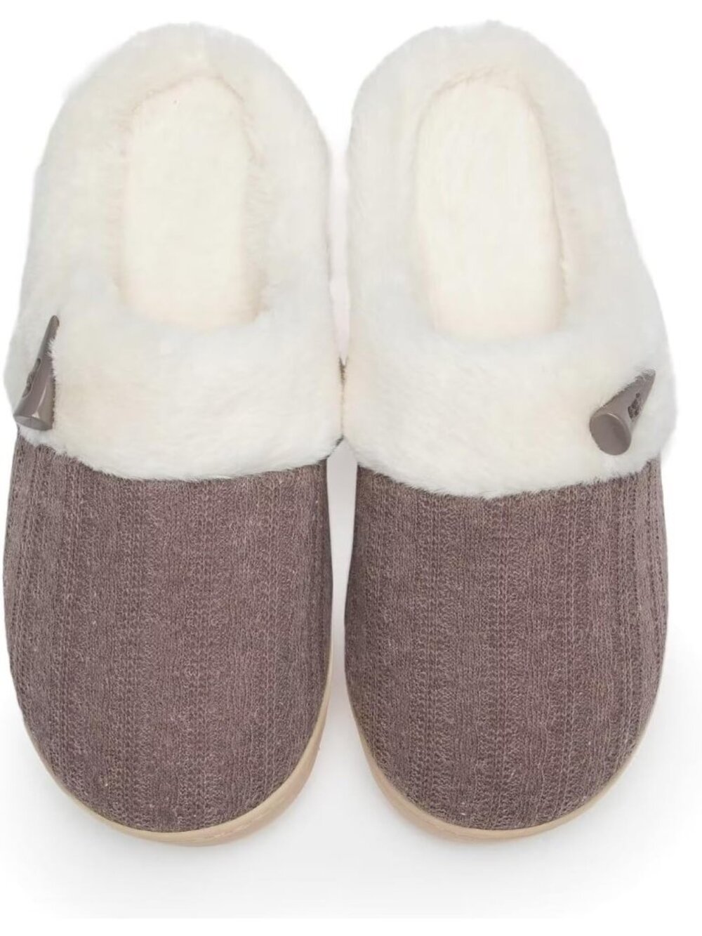 Women's Coffee Memory Foam Fuzzy Warm Plush Shoes Indoor Slip On Fluffy Slippers